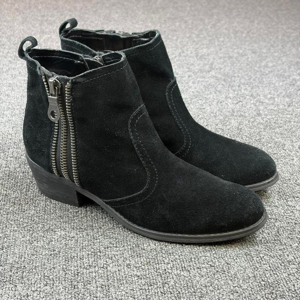 Guess Black Suede Side Zip Ankle Booties Boots Women's Size 9 M